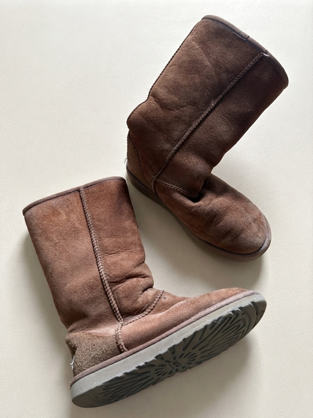 Ugg Sz 5 Classic Suede Tall Sherpa Lined Brown Casual Boots